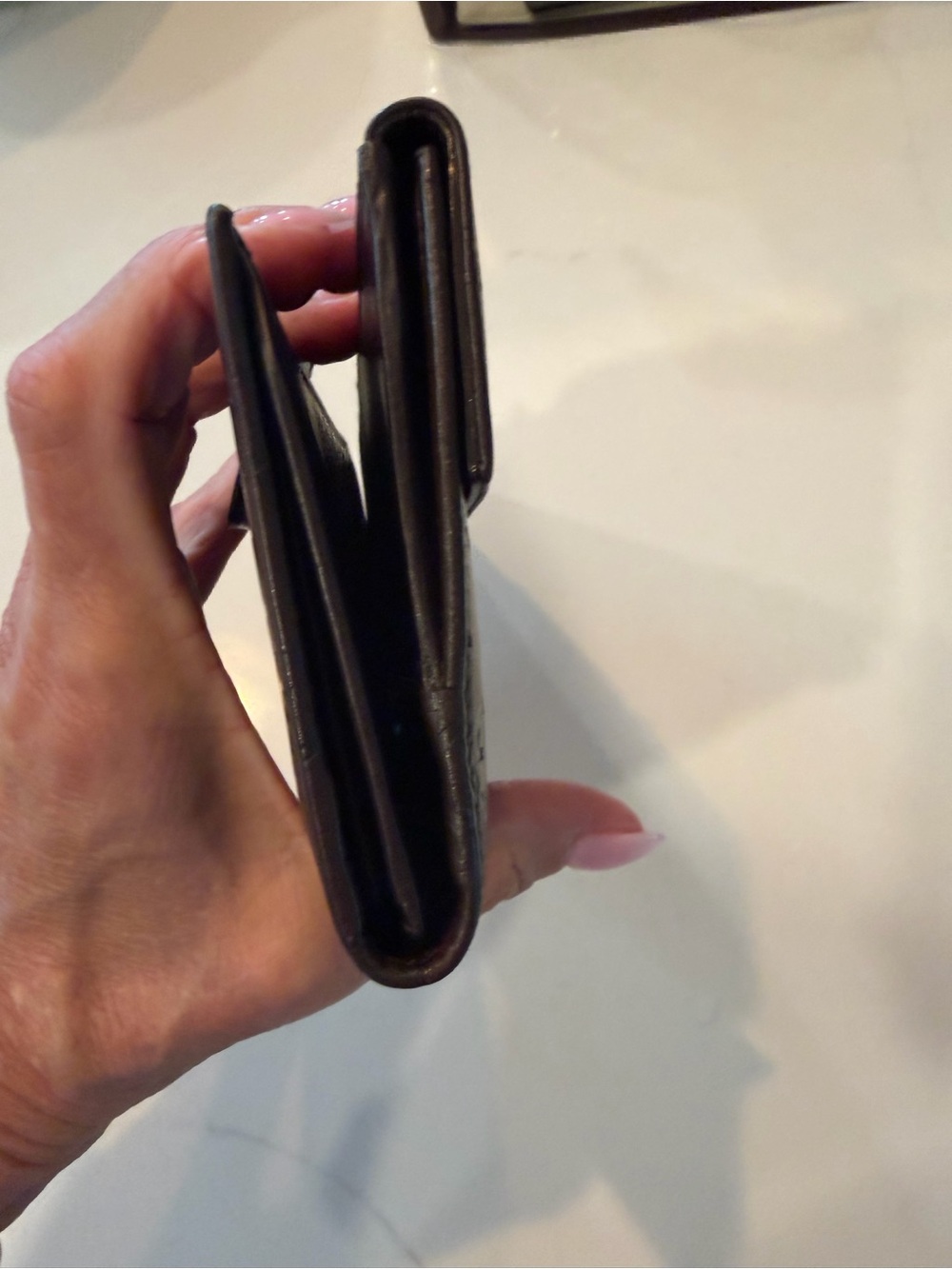 Gucci Dark Brown Embossed GG Leather Continental Wallet with Black Stripe - Picture 6 of 7